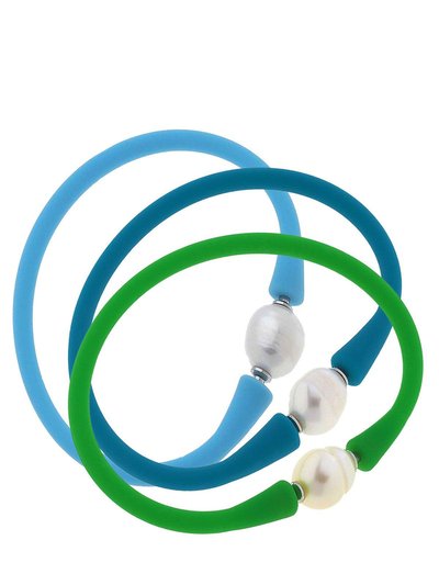 Canvas Style Bali Freshwater Pearl Silicone Bracelet - Stack of 3 product