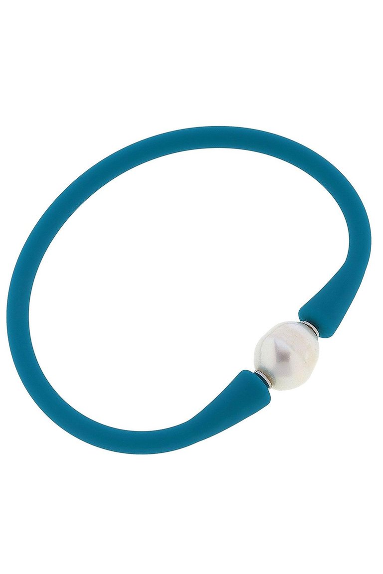 Bali Freshwater Pearl Silicone Bracelet - Teal