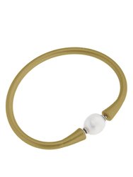 Bali Freshwater Pearl Silicone Bracelet - Metallic Gold