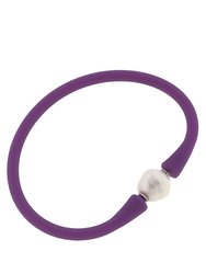 Bali Freshwater Pearl Silicone Bracelet - Purple