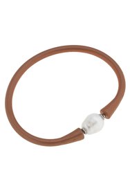 Bali Freshwater Pearl Silicone Bracelet - Metallic Bronze