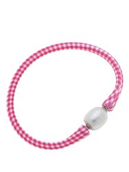 Bali Freshwater Pearl Silicone Bracelet - Pink Gingham