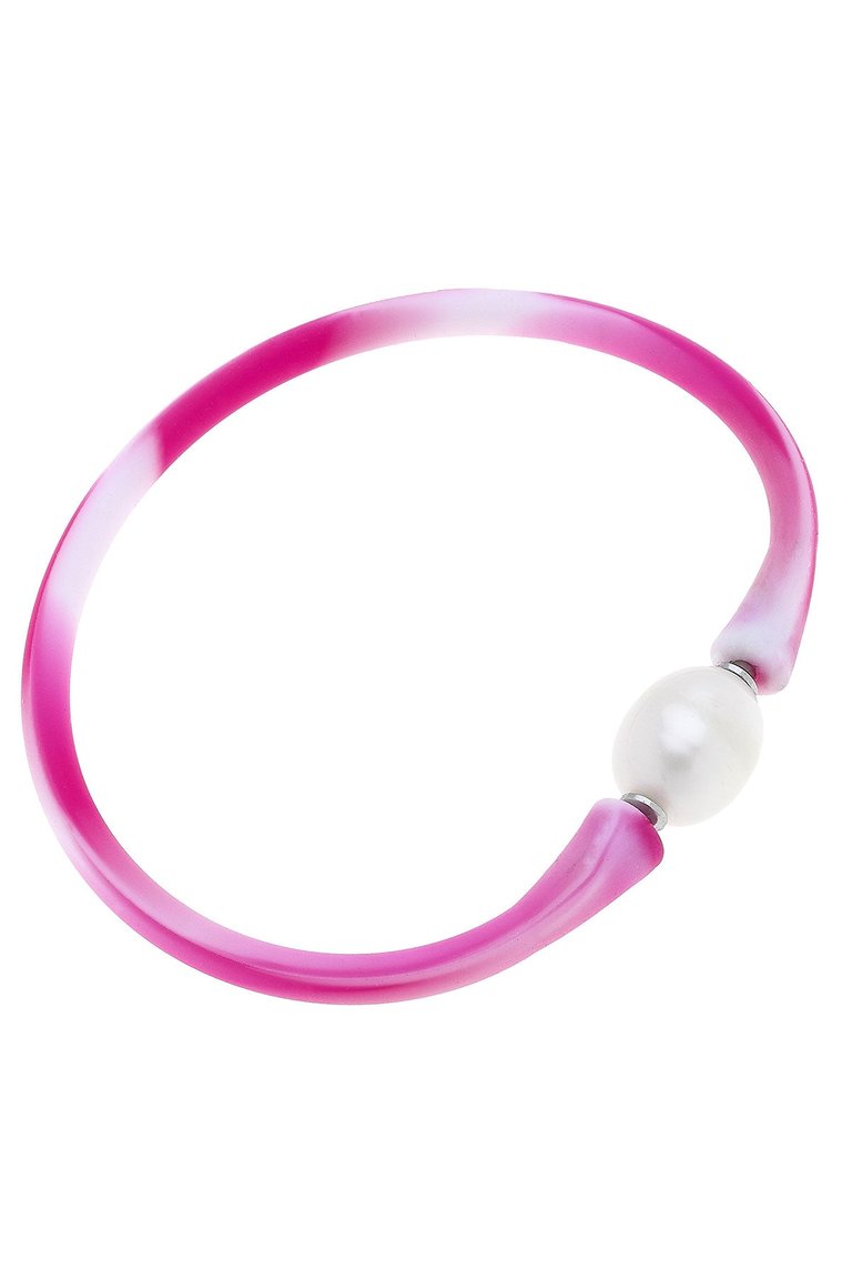 Bali Freshwater Pearl Silicone Bracelet - Tie Dye Pink