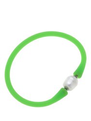 Bali Freshwater Pearl Silicone Bracelet - Neon Green
