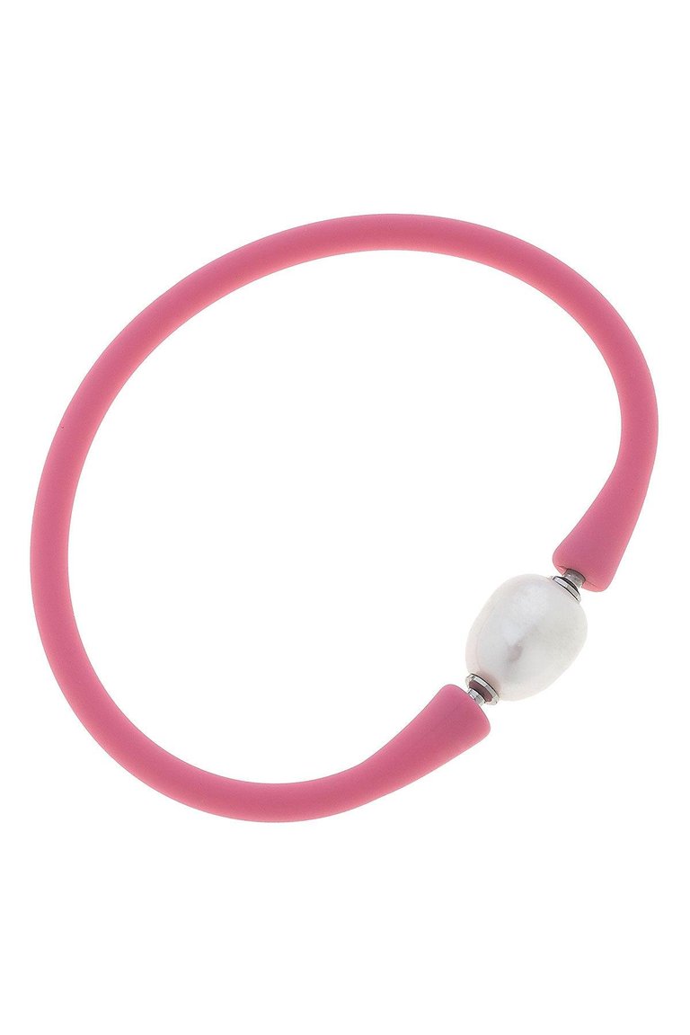 Bali Freshwater Pearl Silicone Children's Bracelet In Bubble Gum - Bubble Gum