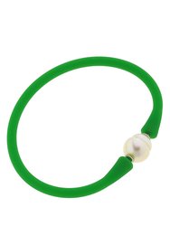 Bali Freshwater Pearl Silicone Children's Bracelet In Green - Green