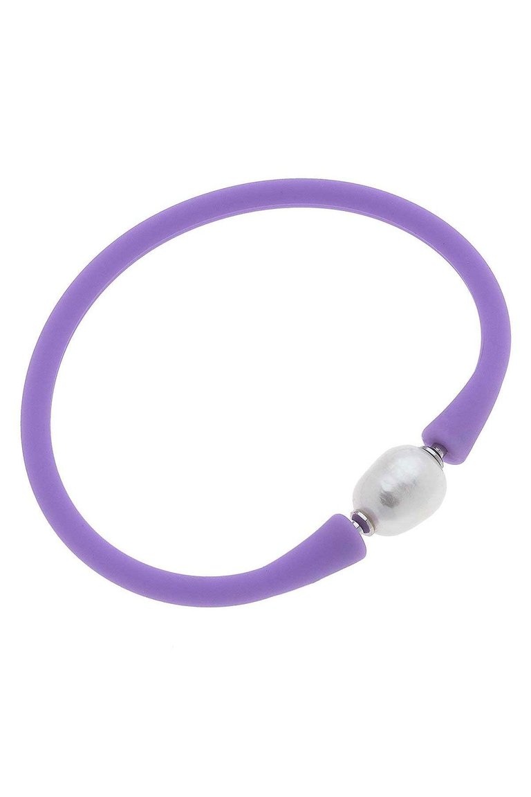 Bali Freshwater Pearl Silicone Children's Bracelet In Lavender - Lavender