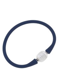 Bali Freshwater Pearl Silicone Children's Bracelet In Navy - Navy