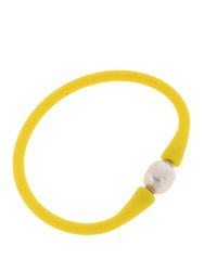 Bali Freshwater Pearl Silicone Children's Bracelet In Yellow - Yellow