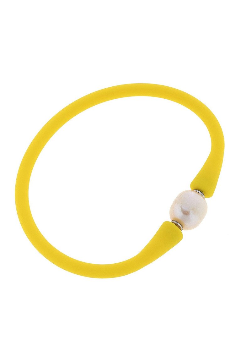 Bali Freshwater Pearl Silicone Children's Bracelet In Yellow - Yellow