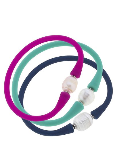 Canvas Style Bali Freshwater Pearl Silicone Tropical Bracelet Set of 3 product
