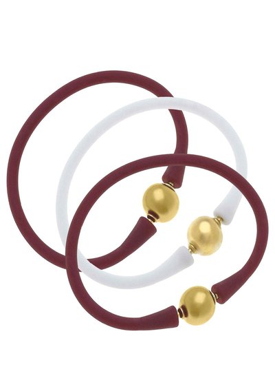 Canvas Style Bali Game Day 24K Gold Bracelet Set Of 3 - Maroon & White product