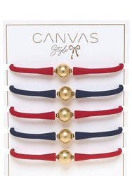 Bali Game Day 24K Gold Bracelet Set Of 5 In Navy And Red