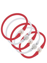 Bali Game Day Freshwater Pearl Bracelet Set Of 5 - Crimson & White  - Crimson/White