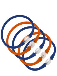 Bali Game Day Freshwater Pearl Bracelet Set Of 5 - Royal Blue & Orange - Royal Blue/Orange