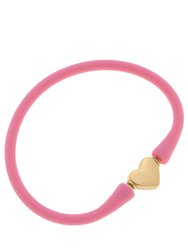 Bali Heart Bead Silicone Bracelet In Bubble Gum - Bubble Gum