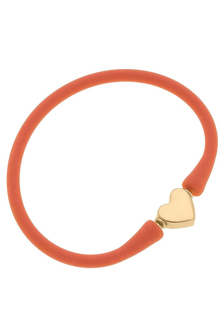 Bali Heart Bead Silicone Bracelet In Coral - Coral