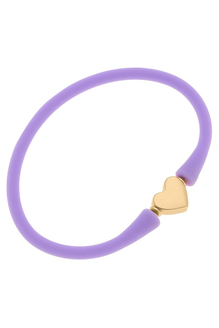 Bali Heart Bead Silicone Bracelet In Lavender - Lavender
