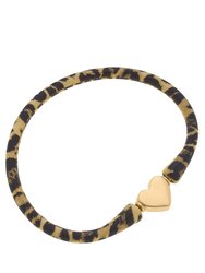 Bali Heart Bead Silicone Bracelet In Leopard Print - Leopard Print