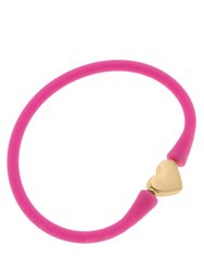 Bali Heart Bead Silicone Bracelet In Magenta - Magenta
