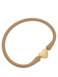 Bali Heart Bead Silicone Bracelet In Metallic Gold - Metallic Gold
