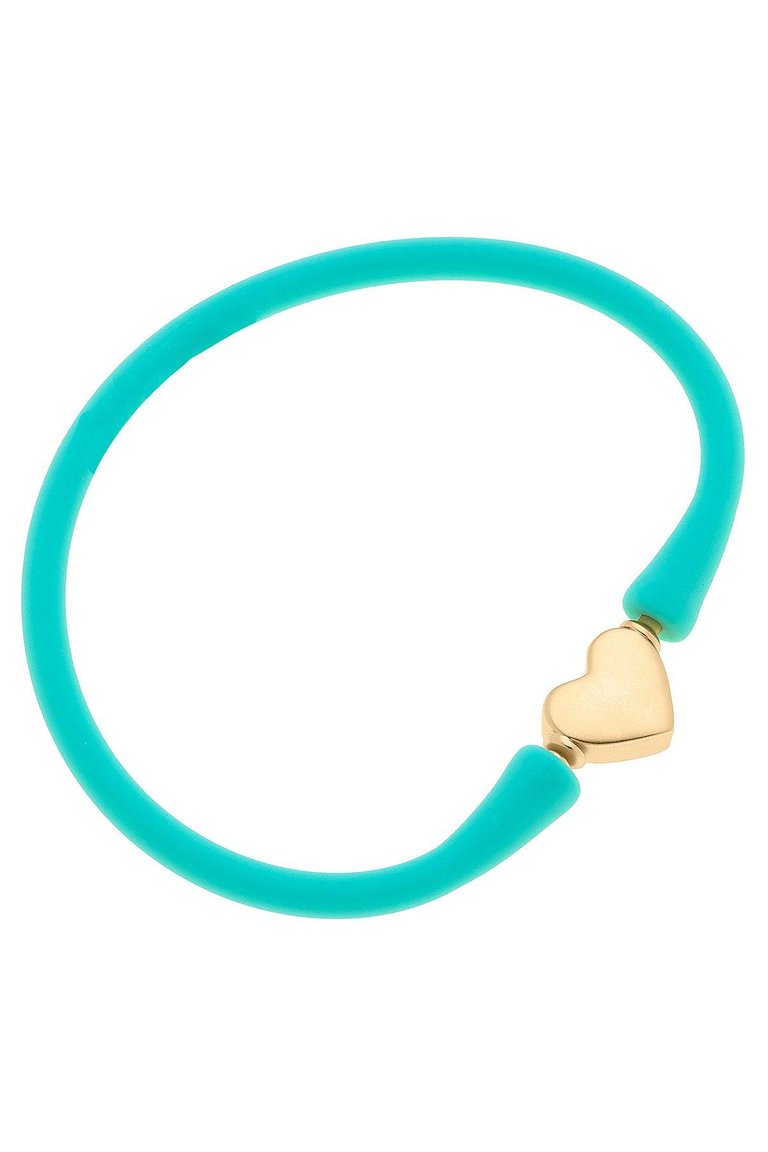 Bali Heart Bead Silicone Bracelet In Mint - Mint