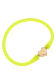 Bali Heart Bead Silicone Bracelet In Neon Yellow - Neon Yellow