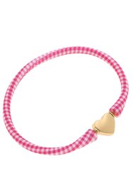 Bali Heart Bead Silicone Bracelet In Pink Gingham - Pink Gingham