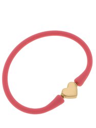 Bali Heart Bead Silicone Bracelet In Pink - Pink