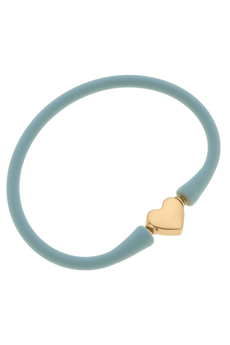 Bali Heart Bead Silicone Bracelet In Seafoam Green - Seafoam Green