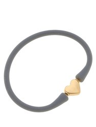 Bali Heart Bead Silicone Bracelet In Steel Grey - Steel Grey