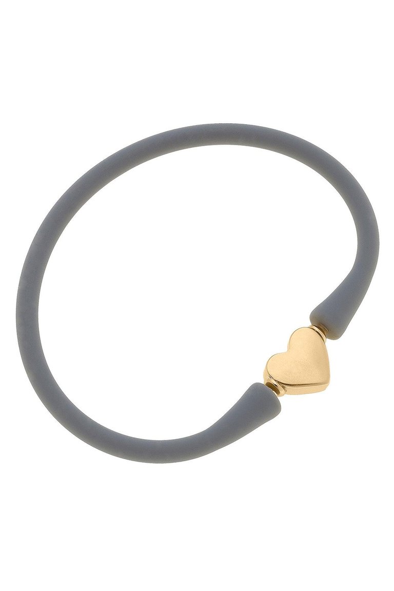 Bali Heart Bead Silicone Bracelet In Steel Grey - Steel Grey