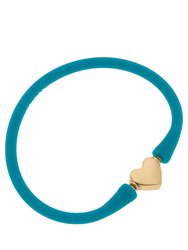 Bali Heart Bead Silicone Bracelet In Teal - Teal