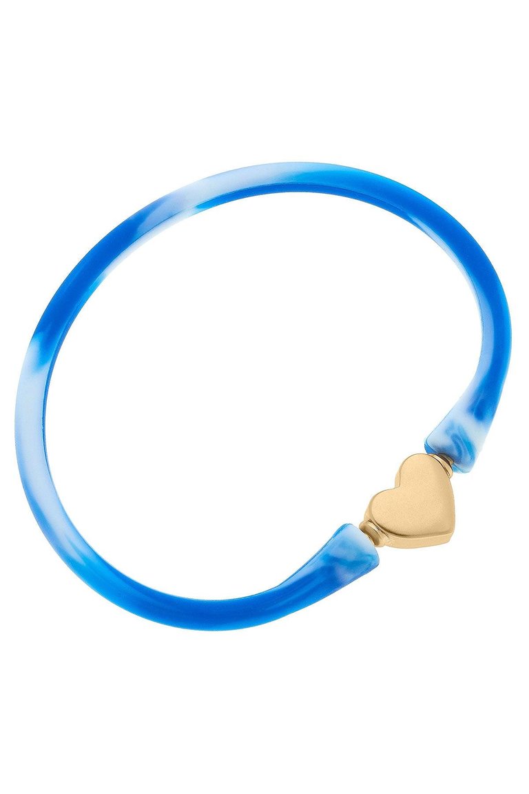 Bali Heart Bead Silicone Bracelet In Tie Dye Blue - Tie Dye Blue