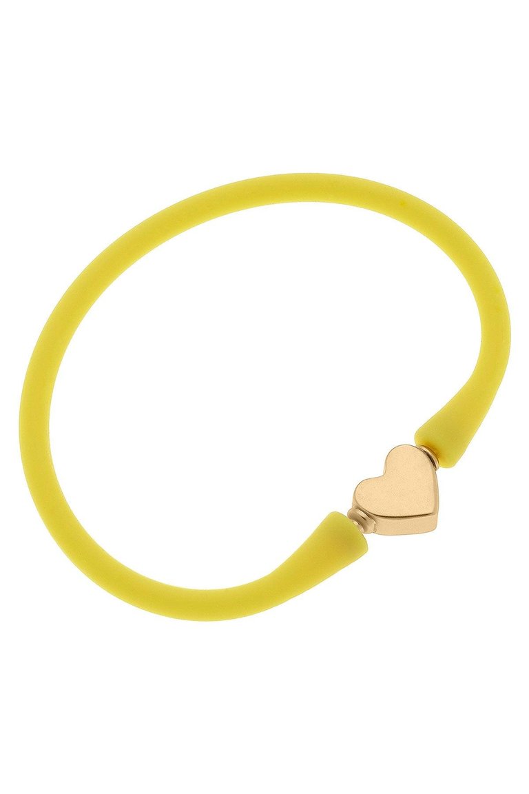 Bali Heart Bead Silicone Bracelet In Yellow - Yellow