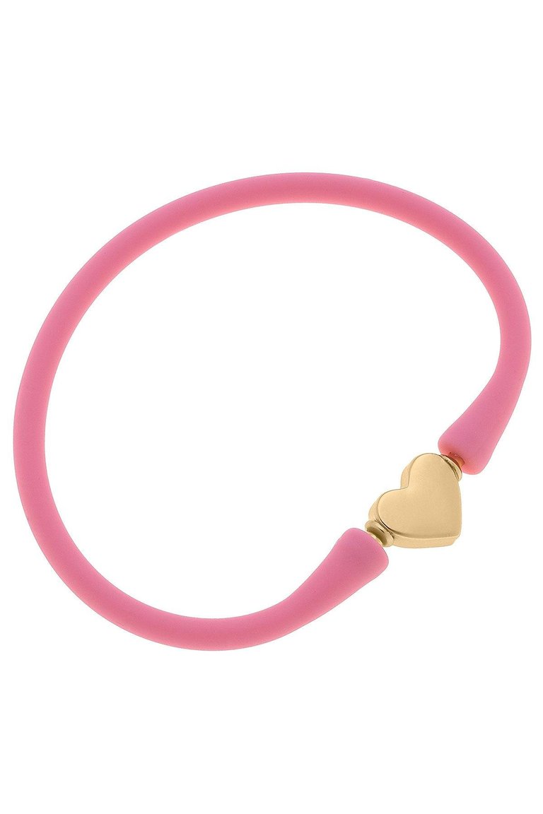 Bali Heart Bead Silicone Children's Bracelet In Bubble Gum - Bubble Gum