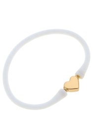 Bali Heart Bead Silicone Children's Bracelet In White - White