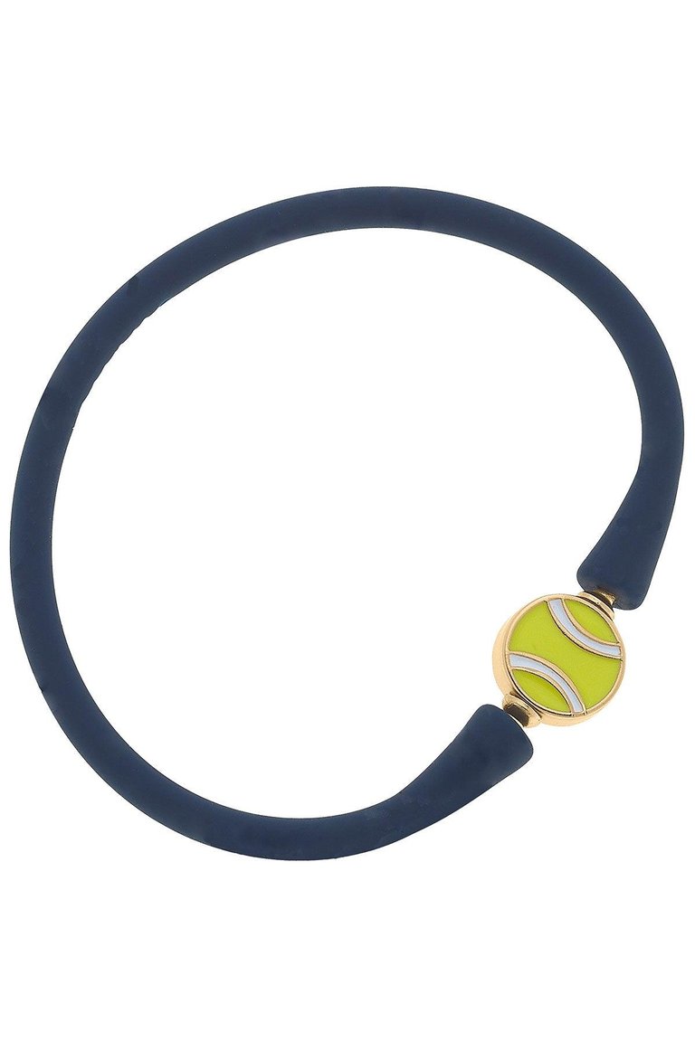 Bali Tennis Ball Bead Silicone Bracelet In Navy - Navy