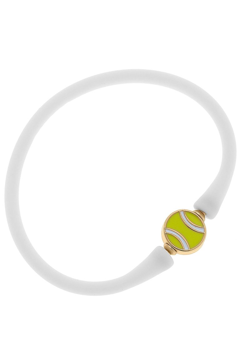 Bali Tennis Ball Bead Silicone Bracelet In White - White