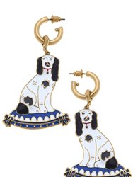 Baron Enamel Staffordshire Dog Earrings - Black & White