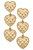 Beatrice Quilted Metal Triple Heart Drop Earrings In Worn Gold - Worn Gold