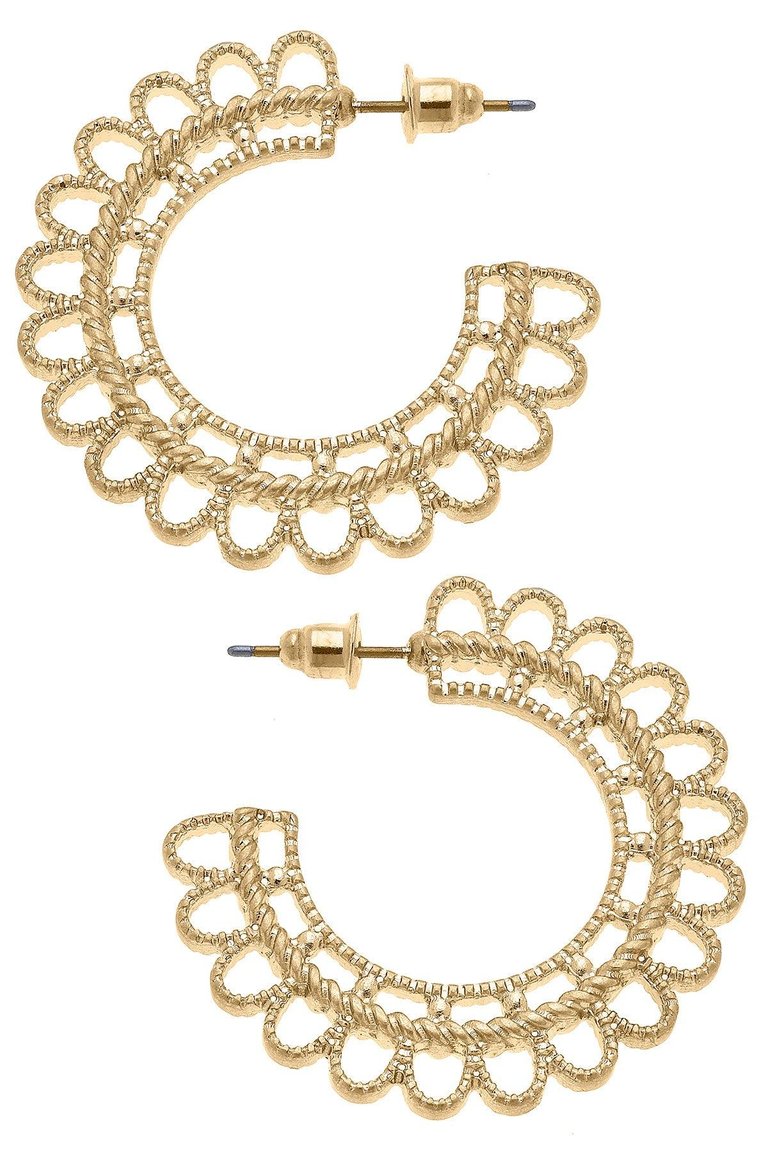 Becca Scalloped Hoop Earrings - Worn Gold