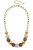 Bella Pearl Cluster & Wicker Ball Bead Necklace - Brown
