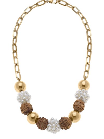 Canvas Style Bella Pearl Cluster & Wicker Ball Bead Necklace product