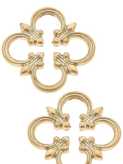 Canvas Style Bellamy Open Quatrefoil Stud Earrings In Worn Gold product