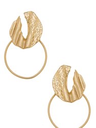 Berlin Statement Earrings In Textured - Worn Gold