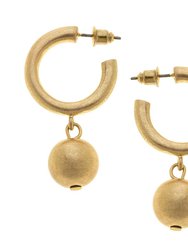 Beth Drop Hoop Earrings - Worn Gold