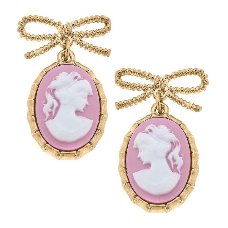 Betsy Cameo & Bow Drop Earring - Pink