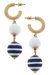 Billie Nautical Ceramic Drop Hoop Earrings - Navy/White