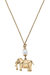 Bracy Elephant Charm & Pearl Necklace - Worn Gold